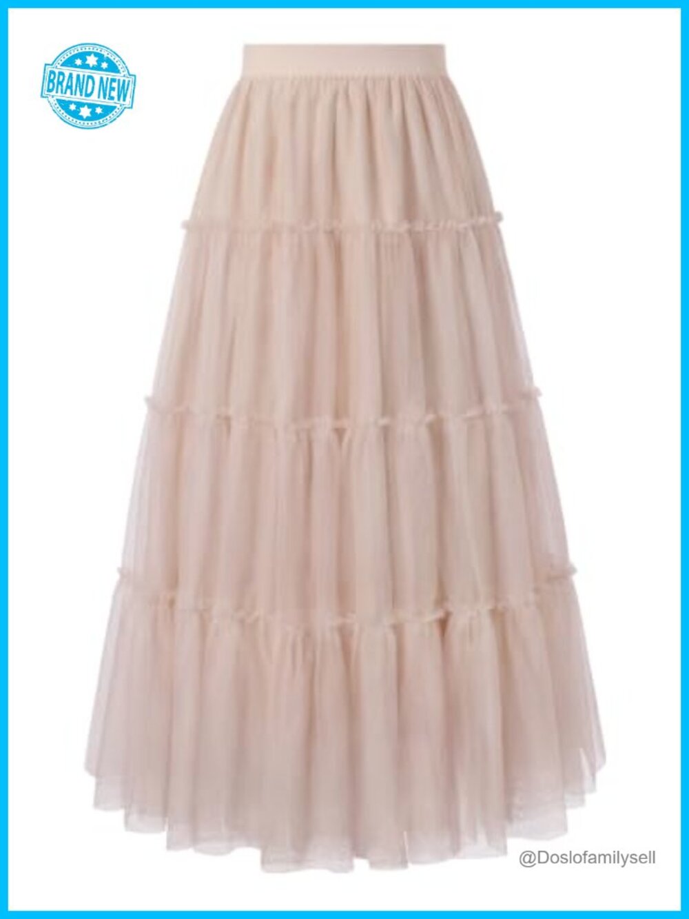 Tulle Skirt High Waisted A-Line Long Flowy Tiered Hem Casual